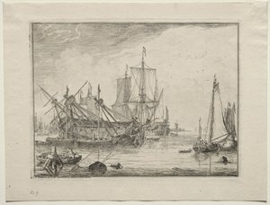 Navios em reparo, 1701. de Ludolf Backhuysen