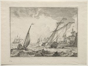 Navios em um vendaval, 1701. de Ludolf Backhuysen