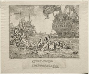 A personificação de Amsterdã andando na carruagem de Netuno, 1701. de Ludolf Backhuysen