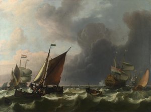 Homens de guerra holandeses e pequenos navios em uma brisa fresca perto de Enkhuizen, 1683
