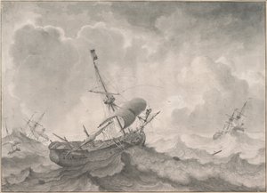 Navios num mar tempestuoso de Ludolf Bakhuizen