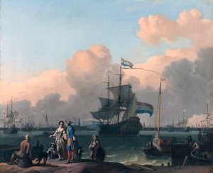 O Y em Amesterdão, com a fragata "De Ploeg de Ludolf Bakhuizen