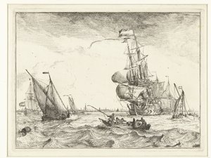 Vista do IJ com barco a remo
Seascapes (título da série) de Ludolf Bakhuysen