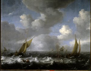 Marinha. Pintura por Ludolf Backhuysen (1631-1708) Ec. Hol.