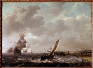 O Mar no Helder na Holanda Pintura de Ludolf Backhuysen (1631-1708)