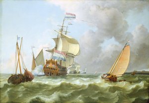O navio de guerra &39;Hollandia&39; em plena vela (óleo sobre tela)