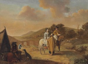 Alemão: Grande paisagem com uma cartomante A cartomante
