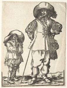 Cavalier de pé e menino mendigo