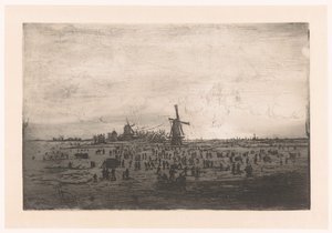 Paisagem de inverno holandesa com moinhos de vento e patinadores Paisagem de inverno holandesa com moinhos de vento e patinadores de Ludovic Napoléon Lepic