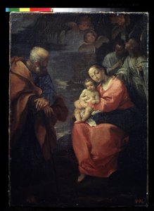 ""A Sagrada Família Descanse na Fuga para o Egito"" (A Sagrada Família sob uma palmeira (Descanse na Fuga para o Egito)) Pintura de Ludovico Carracci (Ludovic Carracci de Ludovico Carracci