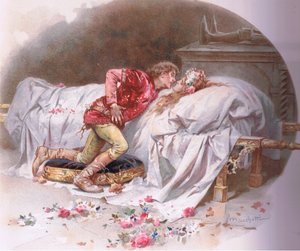 Suas drogas são rápidas. Assim com um beijo eu morro., Ilustração de Romeu e Julieta,