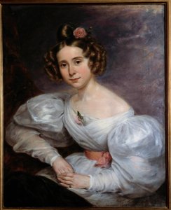 Retrato de uma Jovem Mulher Pintura de Auguste Schitter (1805-1889) Orleans do século XIX, Museu de Belas Artes de Ludwig August or Louis August Schwiter