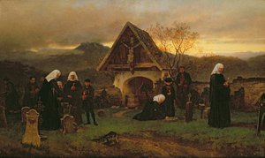 O dia de toda alma no cemitério de Ludwig Friedrich Wilhelm Riefstahl