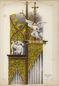 Detalhe do órgão na Igreja de Santa Maria, Lubeck, Alemanha (cor litho) de Ludwig Gruner