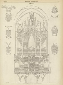 Órgão da Igreja de Santa Maria, Lubeck, Alemanha (gravura) de Ludwig Gruner