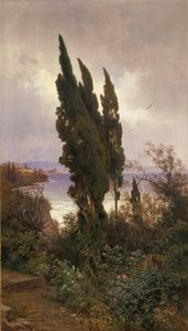 Jardim em frente ao castelo real em Corfu de Ludwig Hans Fischer