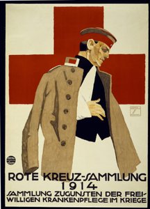 Campanha de Angariação de Fundos para a Cruz Vermelha Alemã, pub. 1914 (cor litho) de Ludwig Hohlwein