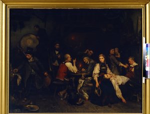 Lendemain de fete (Manhã após a Celebração). Peinture de Ludwig Knaus (1829-1910)