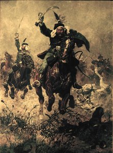 O coronel Rodakowski à frente do seu regimento na batalha de Custoza ...
