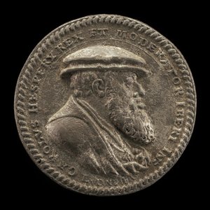 Carlos V, 1500-1558, Rei de Espanha 1516-1556, Santo Imperador Romano 1519 [obverso], 1542. de Ludwig Neufahrer
