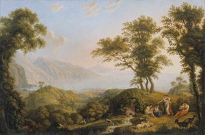 Paisagem do sul com o Vesúvio de Ludwig Philipp Strack