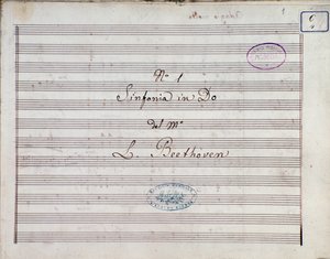 Primeira página da partitura da Symphony no 1 en C major opus 21, de Ludwig van Beethoven de Ludwig van Beethoven
