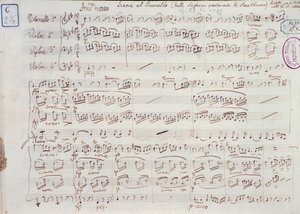 Página das partituras da Sinfonia nº 6 em Fá maior, opus 68, de Ludwig van Beethoven