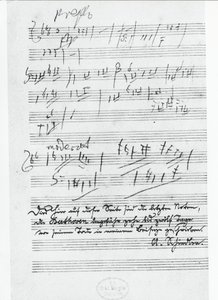 A última página de música escrita pelo compositor alemão Ludwig van Beethoven (1770-1827)