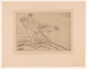 Duas mulheres sequestram um homem de Ludwig von Hofmann (signed by artist)