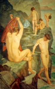 Banhistas na rocha negra de Ludwig von Hofmann