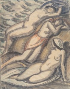 Três mulheres tomando banho de Ludwig von Hofmann