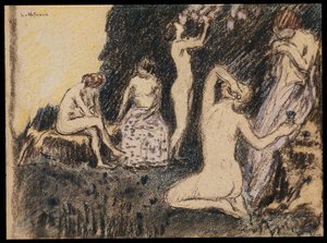 Paisagem com cinco mulheres nuas de Ludwig von Hofmann