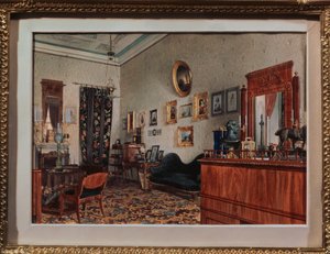 O estudo da casa de Michail Obreskov. Trabalho de Luigi Premazzi (1814-1891), aguarela sobre papel