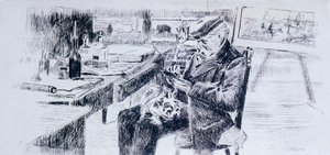 Retrato do pintor Giovanni Fattori, de Luigi Levi (1858-1860 - 1939), desenho de Luigi Levi