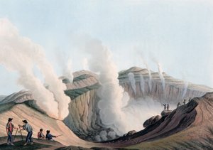 Cratera na ilha de Vulcano no Mar Tirreno, Itália