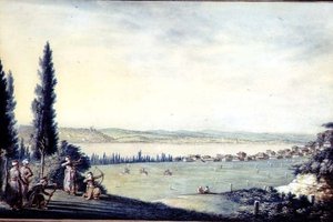 Vista da cidade de Cospoli e seus subúrbios, até a mesquita de Eyup presa dall