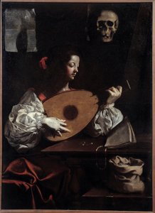 Jogador de alaúde. Pintura (Vanite) de Luigi Miradori (século XVII)
