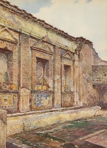 Pompeia: Casa da Fonte Pequena, Fonte em mosaico (litografia a cores)