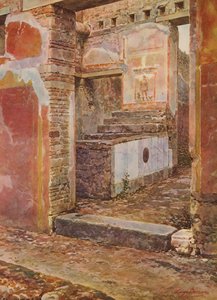 Pompeia: Vicolo del Gallo, Thermopolion e Caupona (litografia a cores)