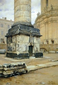 Coluna de Trajano em Roma, por Luigi Bazzani (1836-1927). Óleo sobre tela 70,5x103 cm.