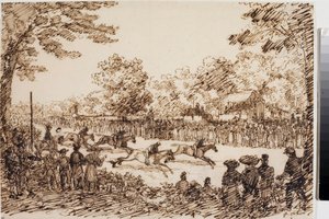 Horse Racing (provavelmente a festa de San Giovanni a Florence) (Ink, c.1825) de Luigi Garibbo
