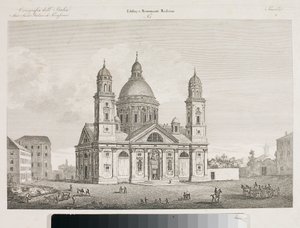 Vista da Basílica Santa Maria Assunta di Carignano em Génova (gravura
