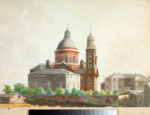 Vista da Basílica de Santa Maria Assunta di Carignano em Génova (aguarela) de Luigi Garibbo