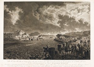 Vista da ponte Pila em Génova, após a inundação da torrente Bisagno em 26/10/1822 (Etching, c.1822)