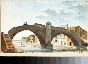Vista da ponte sobre a Leira em Voltri, Génova (aguarela, ca. 1820)