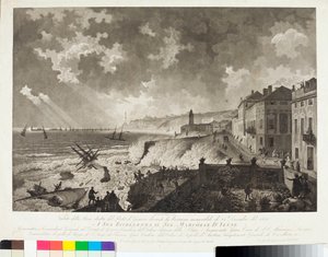 Vista do porto de Génova durante a Tempete de 25/12/1821 (Gravura, c.1821) de Luigi Garibbo