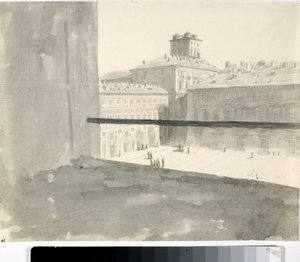 Vista sobre uma praça de uma janela, Itália (Lavis, ca. 1825) de Luigi Garibbo