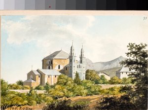 Vista sobre a igreja de ss Nazarius e Celsus em Arenzano, Genova (Aquarela, ca 1825)