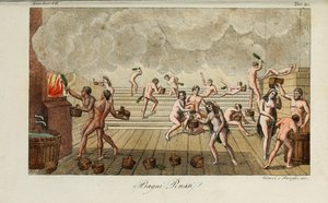banho russo. Ilustração da Alfândega Antiga e Moderna ou História do Governo… de Giulio Ferrario, 1831