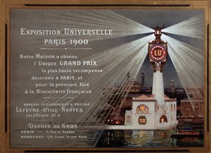 Exposição Universelle em Paris 1900: anúncio da marca LU - Ilustração de Luigi Loir (1845-1916)